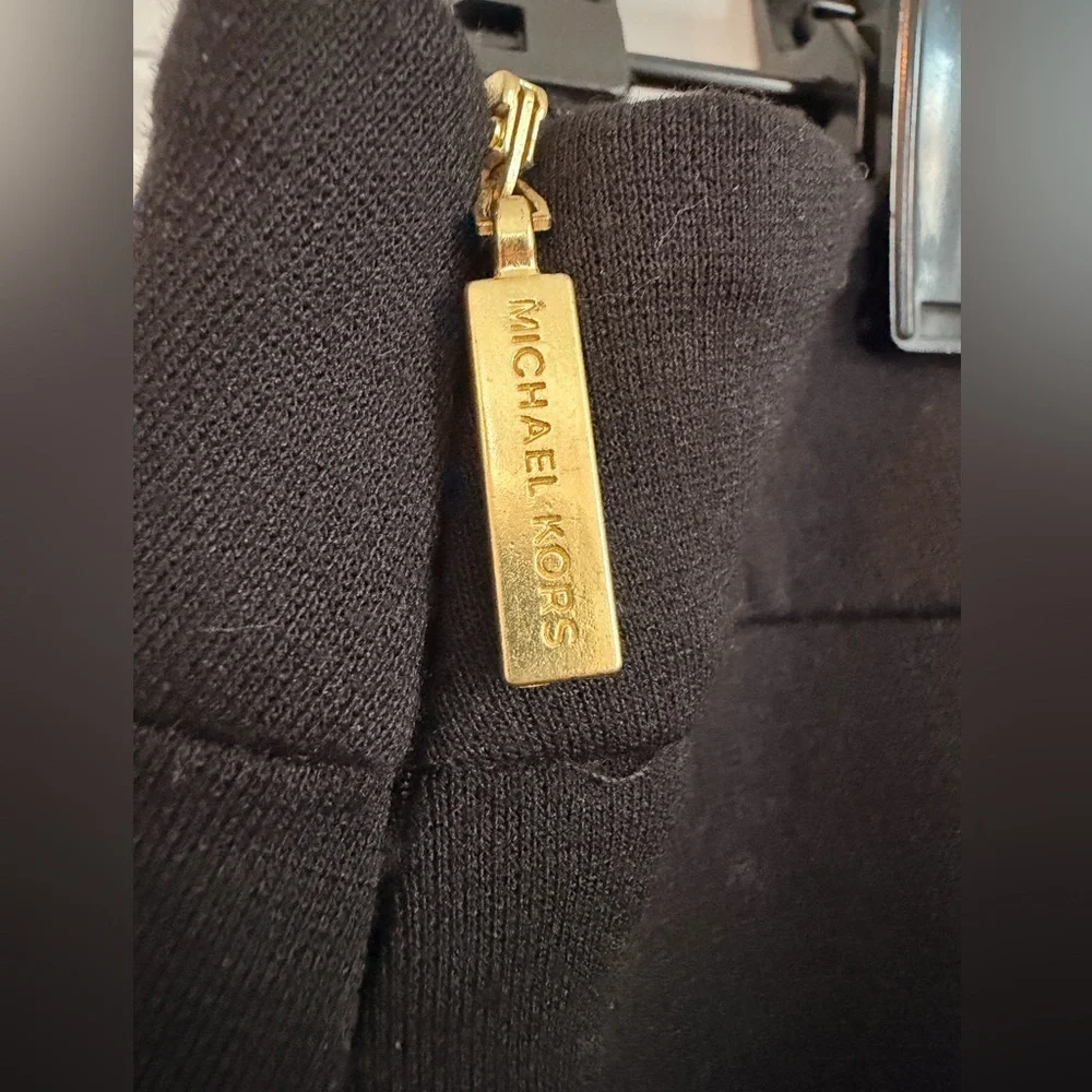 Michael Kors Black Mini Skirt with Leather Trim